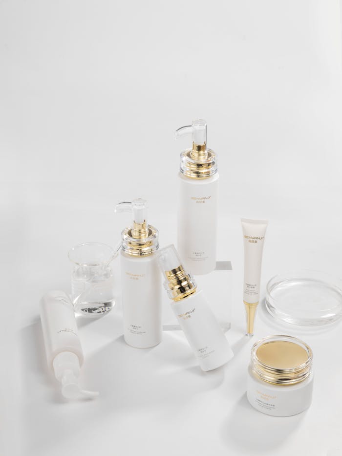 Crafting Captivating Headlines: Your awesome post title goes here Minimalist display of skincare products, emphasizing elegance and simplicity. Ideal for beauty industry promotions.